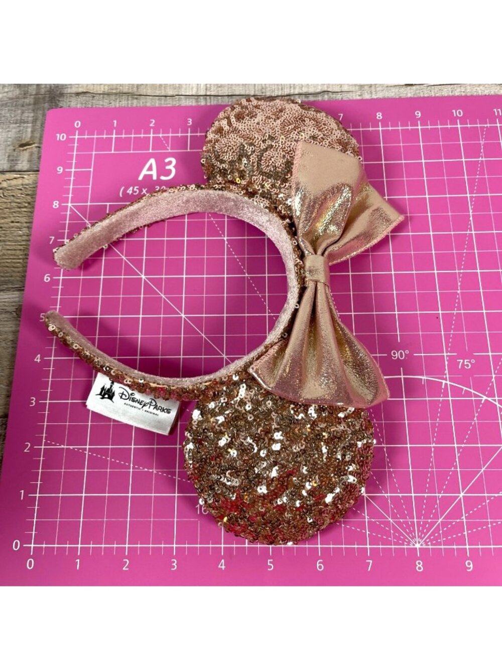 Minnie Mouse Ears Headband Walt Disney Parks Rose Gold Sequins 2017 Original - Picture 11 of 12